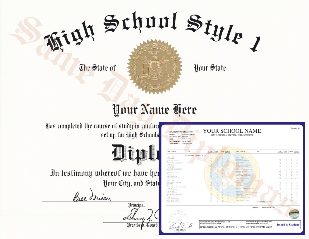 Buy High School Diploma & Transcript