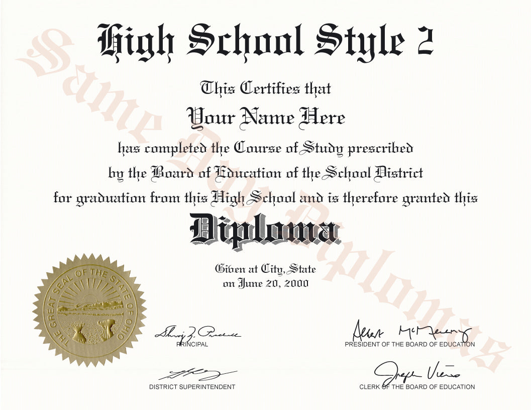 Grade School Diploma Printing - Graduation Ink Diplomas