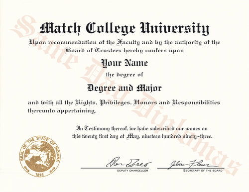College and University Match Diplomas Any Country