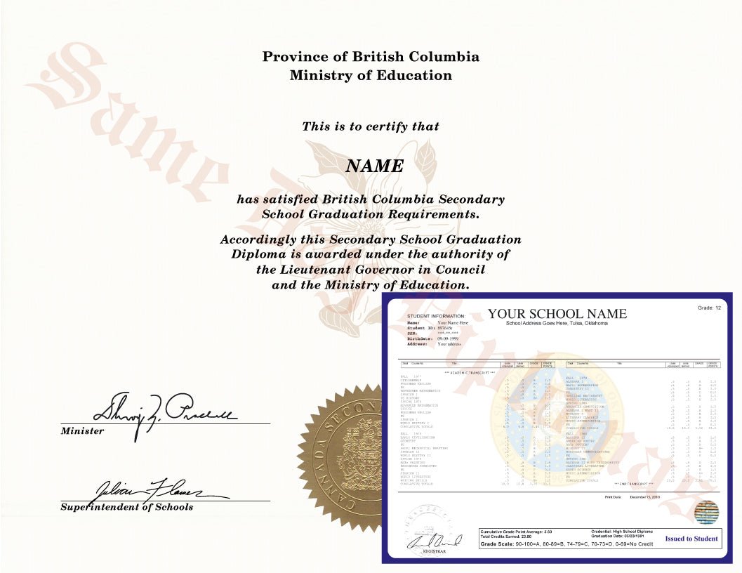 Secondary School Canada Diploma and Transcripts - Doc Printers