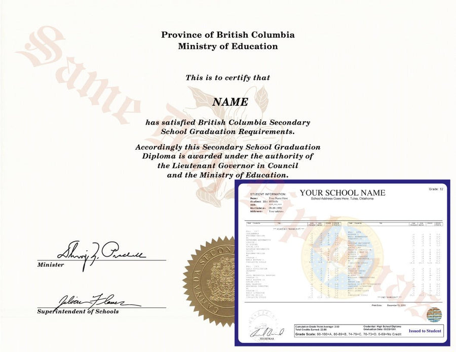 Buy Secondary School Canada Diploma and Transcripts