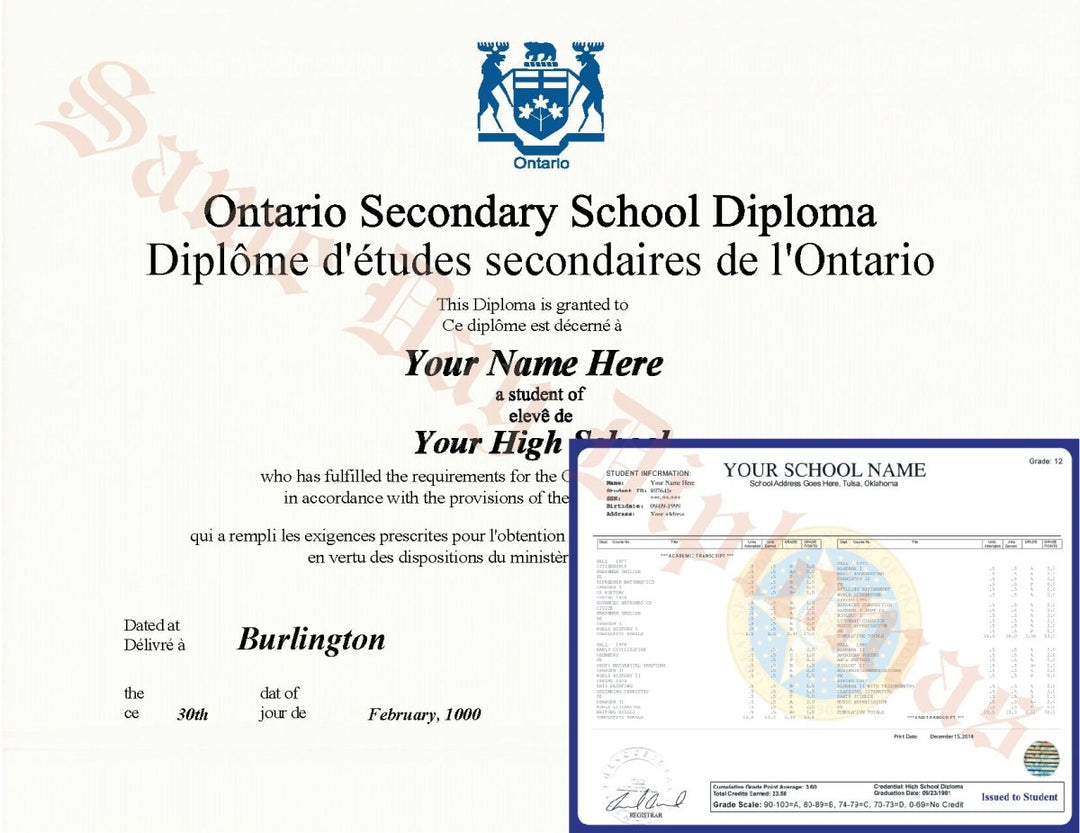 Secondary School Canada Diploma and Transcripts - Doc Printers