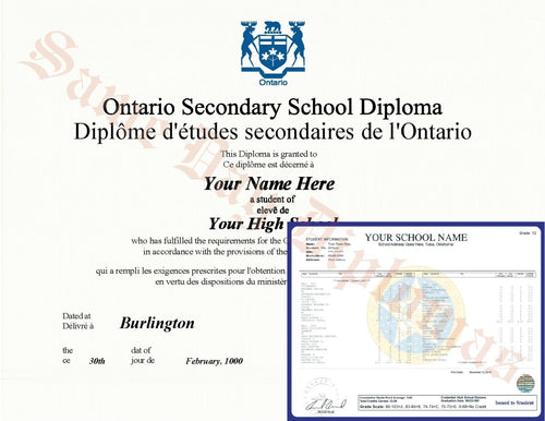 Secondary School Canada Diploma and Transcripts — Template 2