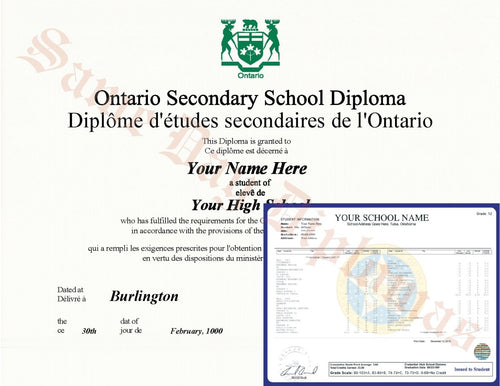 Secondary School Canada Diploma and Transcripts — Template 1