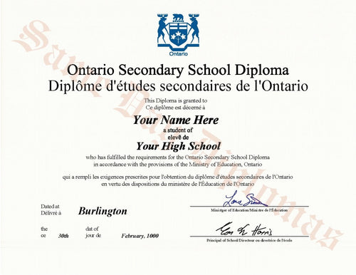 Secondary School Canada Diplomas — Template 2