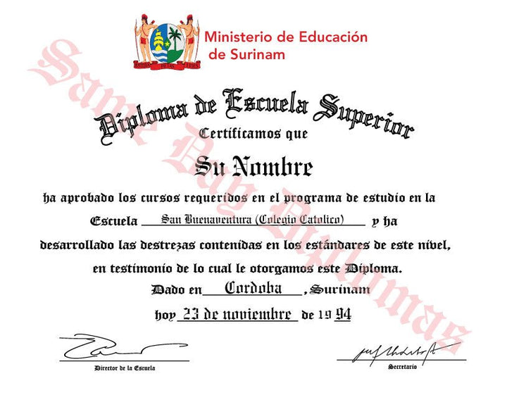 Spanish Secondary Certificate - Doc Printers