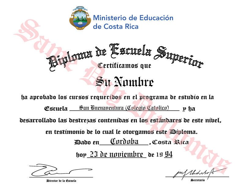 Spanish Secondary Certificate - Doc Printers