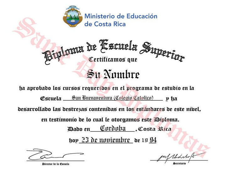 Spanish Secondary Certificate - Doc Printers