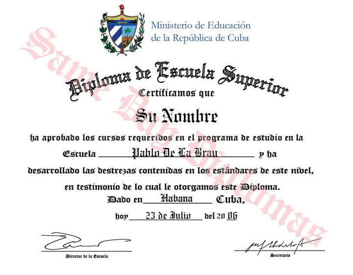 Spanish Secondary Certificate - Doc Printers
