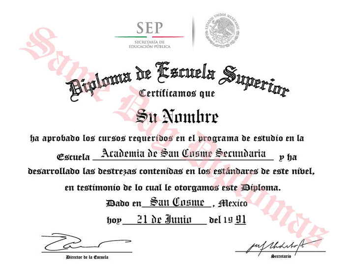 Spanish Secondary Certificate - Doc Printers