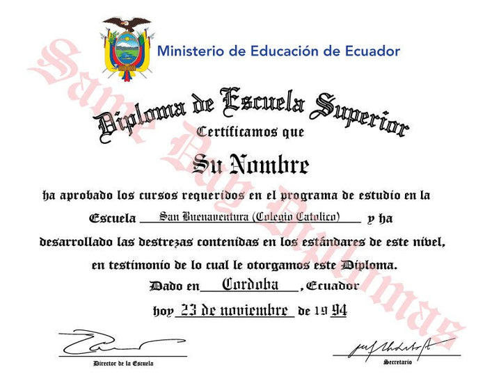 Spanish Secondary Certificate - Doc Printers