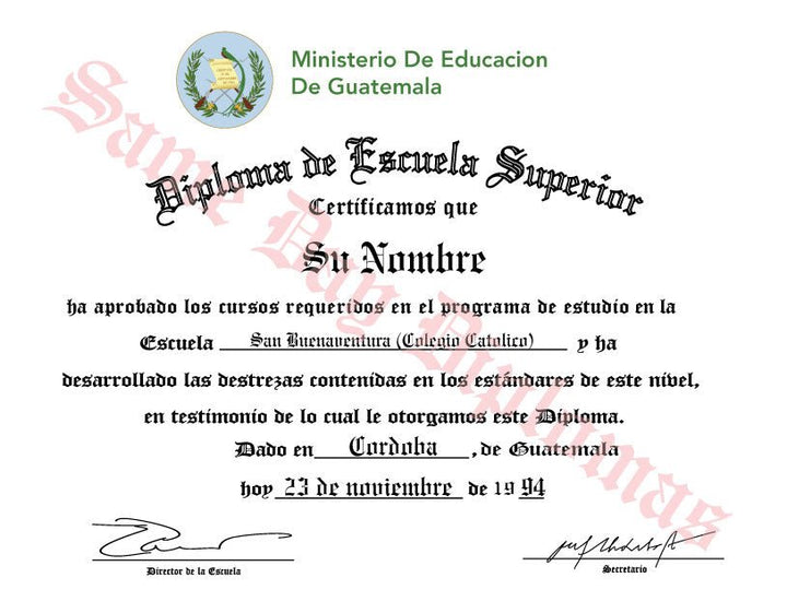 Spanish Secondary Certificate - Doc Printers