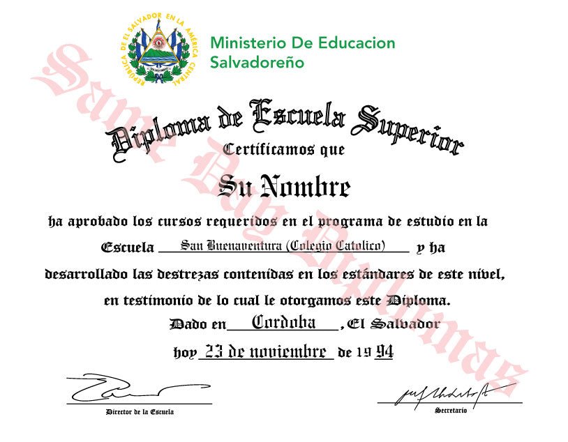 Spanish Secondary Certificate - Doc Printers