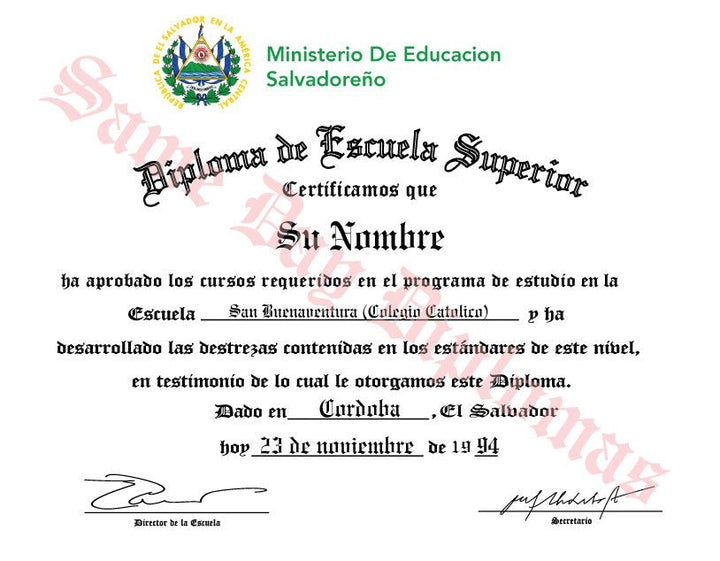 Spanish Secondary Certificate - Doc Printers